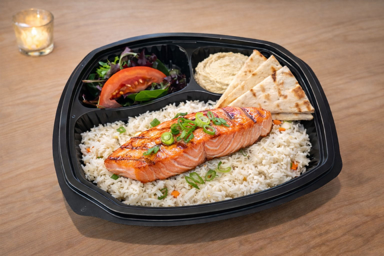 Salmon over rice, individually packed